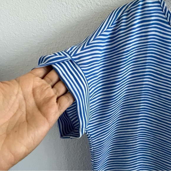 Banana Republic Blue and White Stripe Cap Sleeve Top Blouse SP - Picture 3 of 5